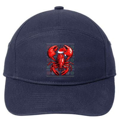Ugly Lobster Lover Wearing Santa Hat Xmas Lobster Christmas 7-Panel Snapback Hat