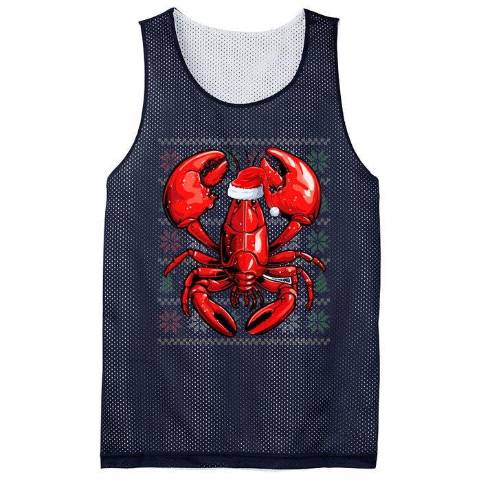 Ugly Lobster Lover Wearing Santa Hat Xmas Lobster Christmas Mesh Reversible Basketball Jersey Tank