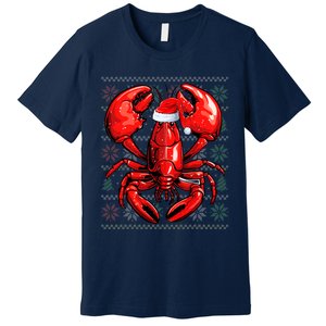 Ugly Lobster Lover Wearing Santa Hat Xmas Lobster Christmas Premium T-Shirt