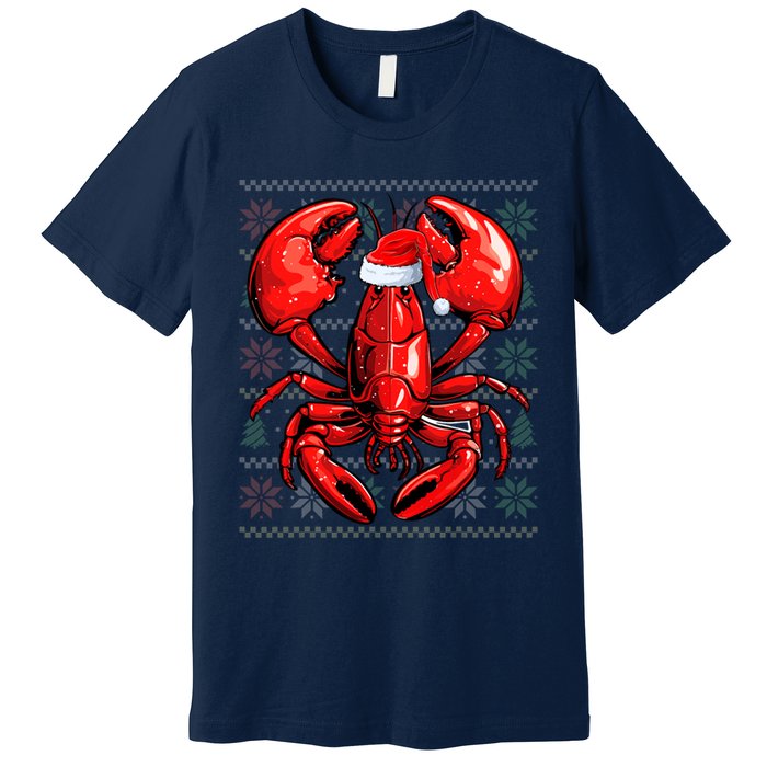 Ugly Lobster Lover Wearing Santa Hat Xmas Lobster Christmas Premium T-Shirt