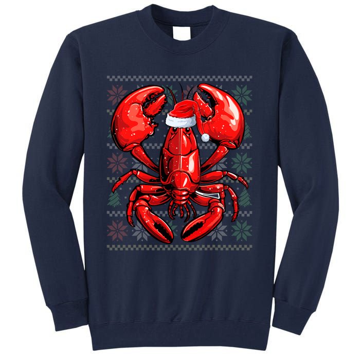 Ugly Lobster Lover Wearing Santa Hat Xmas Lobster Christmas Tall Sweatshirt