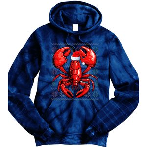 Ugly Lobster Lover Wearing Santa Hat Xmas Lobster Christmas Tie Dye Hoodie