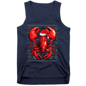 Ugly Lobster Lover Wearing Santa Hat Xmas Lobster Christmas Tank Top