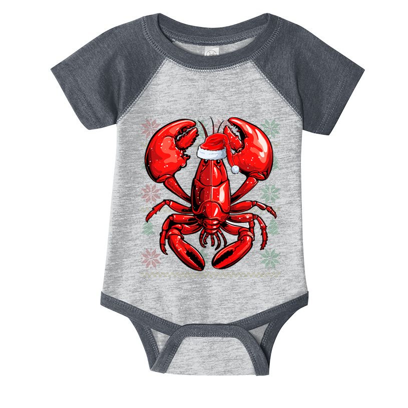 Ugly Lobster Lover Wearing Santa Hat Xmas Lobster Christmas Infant Baby Jersey Bodysuit