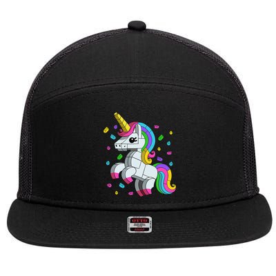 Unicorn Lover Master Builder Bricks Blocks Toy Gift 7 Panel Mesh Trucker Snapback Hat