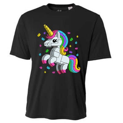 Unicorn Lover Master Builder Bricks Blocks Toy Gift Cooling Performance Crew T-Shirt