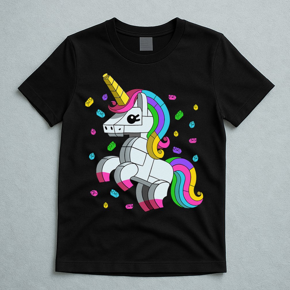 Unicorn Lover Master Builder Bricks Blocks Toy Gift T-Shirt