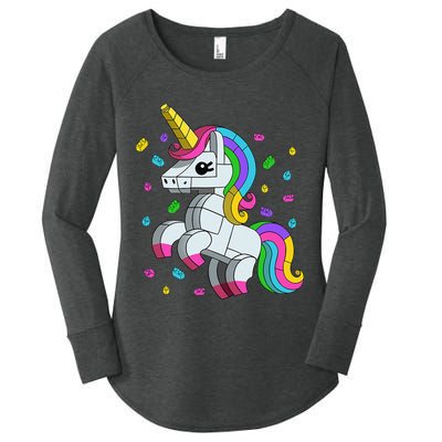 Unicorn Lover Master Builder Bricks Blocks Toy Gift Women's Perfect Tri Tunic Long Sleeve Shirt