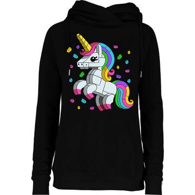 Unicorn Lover Master Builder Bricks Blocks Toy Gift Womens Funnel Neck Pullover Hood