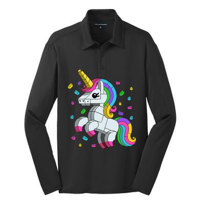 Unicorn Lover Master Builder Bricks Blocks Toy Gift Silk Touch Performance Long Sleeve Polo