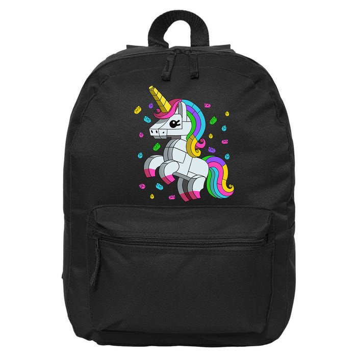 Unicorn Lover Master Builder Bricks Blocks Toy Gift 16 in Basic Backpack
