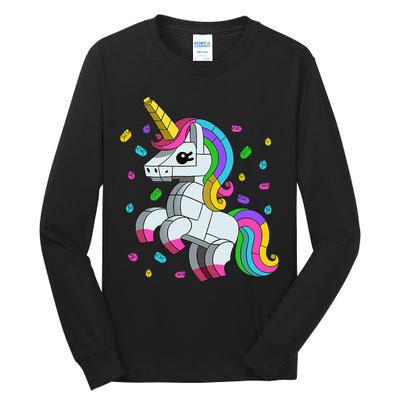 Unicorn Lover Master Builder Bricks Blocks Toy Gift Tall Long Sleeve T-Shirt