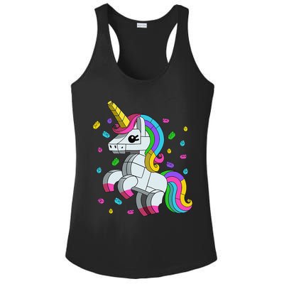 Unicorn Lover Master Builder Bricks Blocks Toy Gift Ladies PosiCharge Competitor Racerback Tank