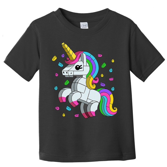 Unicorn Lover Master Builder Bricks Blocks Toy Gift Toddler T-Shirt