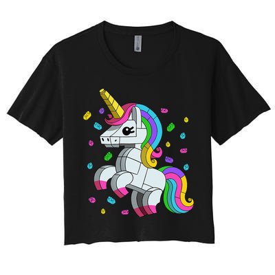 Unicorn Lover Master Builder Bricks Blocks Toy Gift Crop Top