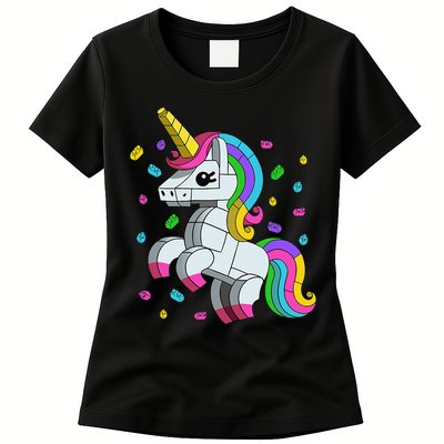Unicorn Lover Master Builder Bricks Blocks Toy Gift Womens T-Shirt