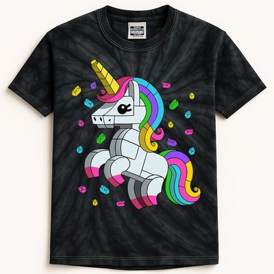 Unicorn Lover Master Builder Bricks Blocks Toy Gift Kids Tie-Dye T-Shirt