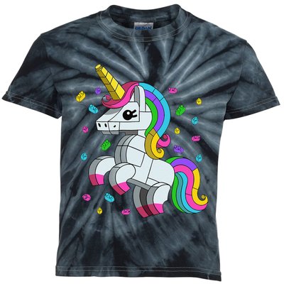 Unicorn Lover Master Builder Bricks Blocks Toy Gift Kids Tie-Dye T-Shirt