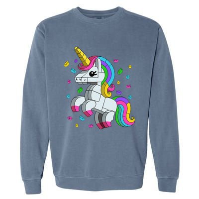 Unicorn Lover Master Builder Bricks Blocks Toy Gift Garment-Dyed Sweatshirt