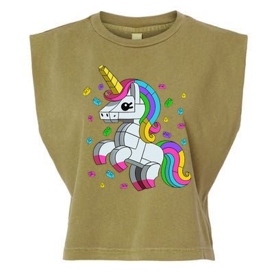 Unicorn Lover Master Builder Bricks Blocks Toy Gift Garment-Dyed Women's Muscle Tee