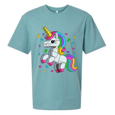 Unicorn Lover Master Builder Bricks Blocks Toy Gift Sueded Cloud Jersey T-Shirt