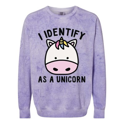 Unicorn Lover Meme Retro Funny I Identify As A Unicorn Colorblast Crewneck Sweatshirt