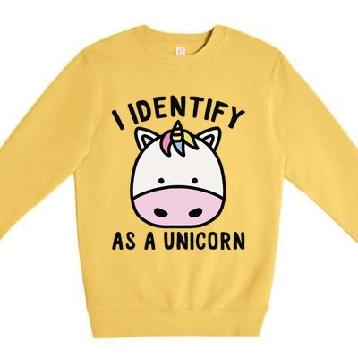 Unicorn Lover Meme Retro Funny I Identify As A Unicorn Premium Crewneck Sweatshirt