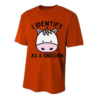 Unicorn Lover Meme Retro Funny I Identify As A Unicorn Performance Sprint T-Shirt