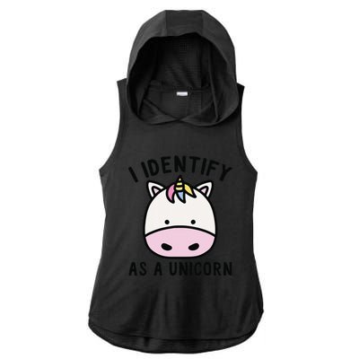 Unicorn Lover Meme Retro Funny I Identify As A Unicorn Ladies PosiCharge Tri-Blend Wicking Draft Hoodie Tank