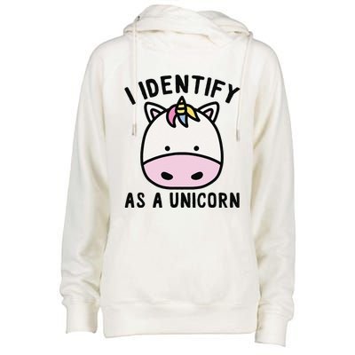 Unicorn Lover Meme Retro Funny I Identify As A Unicorn Womens Funnel Neck Pullover Hood