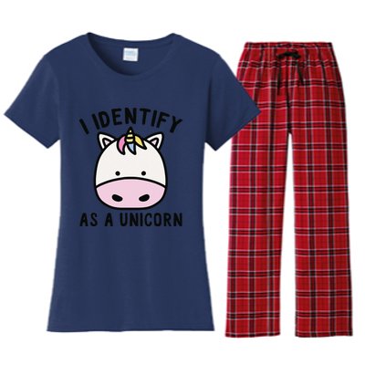 Unicorn Lover Meme Retro Funny I Identify As A Unicorn Women's Flannel Pajama Set