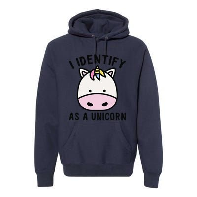 Unicorn Lover Meme Retro Funny I Identify As A Unicorn Premium Hoodie