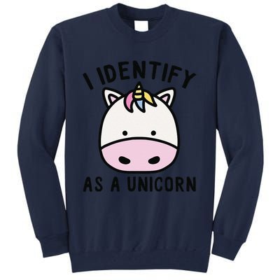 Unicorn Lover Meme Retro Funny I Identify As A Unicorn Tall Sweatshirt