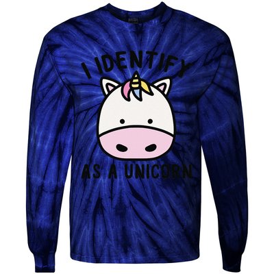 Unicorn Lover Meme Retro Funny I Identify As A Unicorn Tie-Dye Long Sleeve Shirt