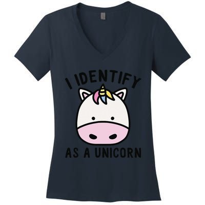 Unicorn Lover Meme Retro Funny I Identify As A Unicorn Women's V-Neck T-Shirt