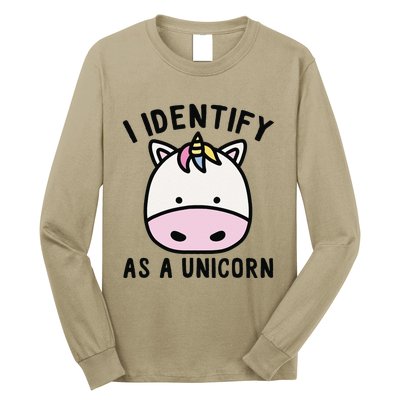 Unicorn Lover Meme Retro Funny I Identify As A Unicorn Long Sleeve Shirt