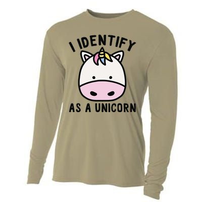 Unicorn Lover Meme Retro Funny I Identify As A Unicorn Cooling Performance Long Sleeve Crew