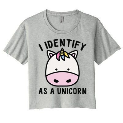 Unicorn Lover Meme Retro Funny I Identify As A Unicorn Women's Crop Top Tee