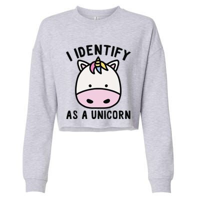 Unicorn Lover Meme Retro Funny I Identify As A Unicorn Cropped Pullover Crew