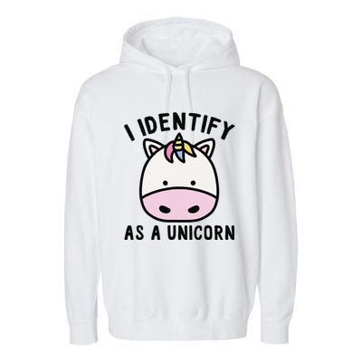 Unicorn Lover Meme Retro Funny I Identify As A Unicorn Garment-Dyed Fleece Hoodie