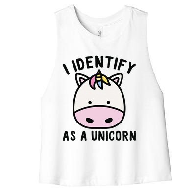 Unicorn Lover Meme Retro Funny I Identify As A Unicorn Women's Racerback Cropped Tank