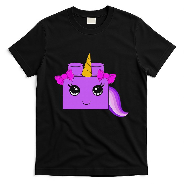 Unicorn Lover Master Builder Block Brick Building Girl T-Shirt