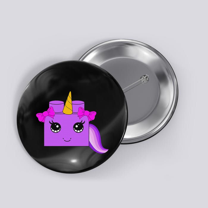 Unicorn Lover Master Builder Block Brick Building Girl Button