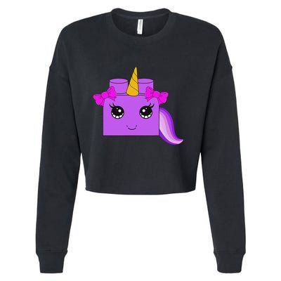 Unicorn Lover Master Builder Block Brick Building Girl Cropped Pullover Crew