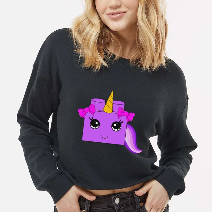 Unicorn Lover Master Builder Block Brick Building Girl Cropped Pullover Crew