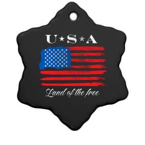 Usa Land Of The Free Distressed American Flag Gift Ceramic Star Ornament