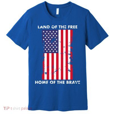Usa Land Of The Free Home Of The Brave Flag America Funny Gift Premium T-Shirt