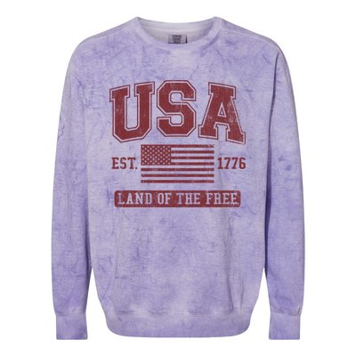 Usa Land Of The Free Maroon Graphic Gift Colorblast Crewneck Sweatshirt