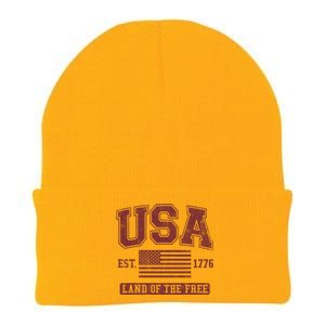 Usa Land Of The Free Maroon Graphic Gift Knit Cap Winter Beanie