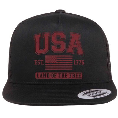 Usa Land Of The Free Maroon Graphic Gift Flatbill Hat